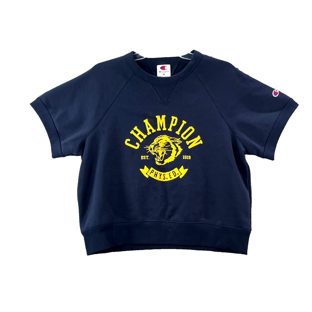 Champion Sweatshirt Womens Medium Fleece Lined Phys Ed Graphic Travel Outdoor
